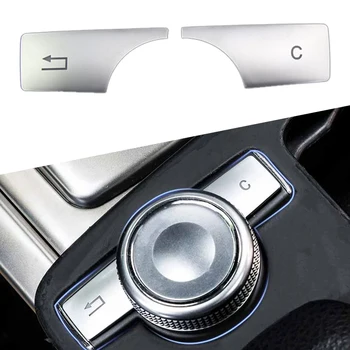 2pc/Set Silver Automašīnas Priekšā Multivides Taustiņš Sequin Vāks ABS piemērots Mercedes Benz C E GLK GLS Klase