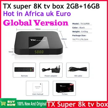 Super Pārdošanas TX Super 8K TV Kastē Android11.0 Smart TV kastē 2G 16.G Globālo versiju Media Player Set Top Box karstā Āfrikā, LIELBRITĀNIJĀ, ASV Eiro