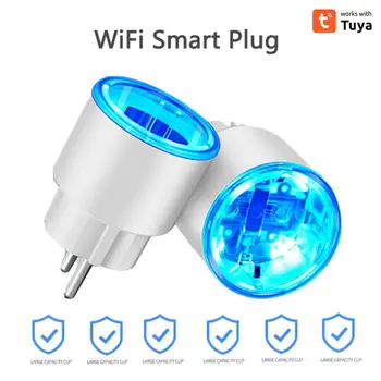 Tuya WiFi Smart Plug Remote Balss Kontroles 16A ES RGB Saprātīga Kontaktligzda Ar Enerģijas Monitoru Darbam Ar Alexa Mājas