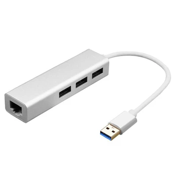 USB 3.0 Gigabit Ethernet Adapteris Ar 3-Port Hub Ar RJ45 Lan Tīkla Ports Karti Uz Windows XP 7 8/Mac