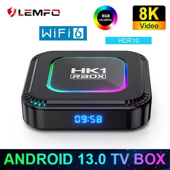 LEMFO Smart TV Kastē HK1 RBOX K8 Android 13 8K Android TV Box RGB Gaismas 4GB 128GB RK3528 WiFi6 Dual Wifi 2023 PK Android 12 6K