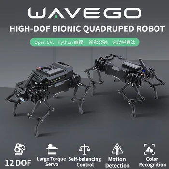 WAVEGO 12-DOF Bionisko Suns-Kā Robots Open Source ESP32 / PI4B Aveņu Pi 4B Sejas Atpazīšanas Krāsu Sekošanas Kustības Detektoru,