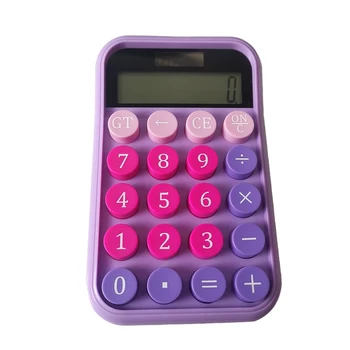 Mehānisks Slēdzis Kalkulators LCD Displejs Violeta Kalkulators Lielas Pogas Mehāniskā Kalkulators 1 gab., Violeta