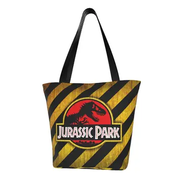 Kawaii Drukāt Jurassic Park Logo Tote Somas Portatīvo Audekls Pleca Pircējs Milzu Dinsaur Somas