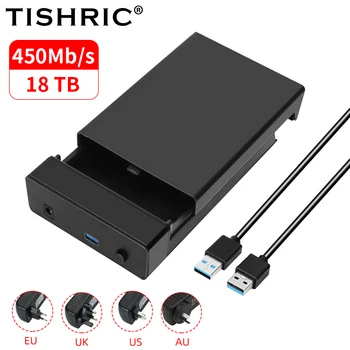 TISHRIC Ārējā HDD Case 2.5/3. 5 SSD Ārējais Cietais Disks, Kaste Būra 450Mb/s 18TB SATA USB 3.0 Cieto Disku Gadījumā Adapteri
