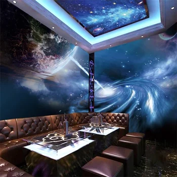 Pasūtījuma Fantasy Visuma tapetes dzīvojamā istabā Zvaigžņotām Debesīm tapešu bērna Istabu 3D, Sienu Krāsošana Bar Telpās KTV Griestiem