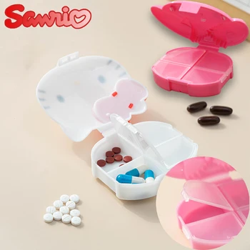 Sanrio Hello Kitty Tabletes Organizators Gadījumā Anime Portatīvo 4 Tīkli PillBox Medicīna Vitamīns Turētājs Tvertnes Tableti Gadījumā Narkotiku Iztikt