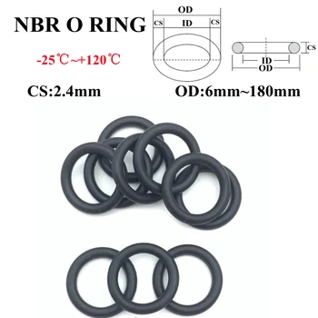 20pcs Black O Ring Blīvi CS 2.4 mm OD 6 mm ~ 180 mm NBR Automobiļu Nitrila Gumijas Kārtu O Tipa Korozijas, Eļļas Izturīgs Zīmogs Mazgātājs
