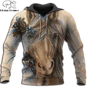 3D Iespiesti Skaistu Zirgu Mākslas Dzīvnieku pelēkā vārna Harajuku sporta Krekls Streetwear rudens hoodies (Unisex) Ikdienas jaka Treniņtērpi DK005