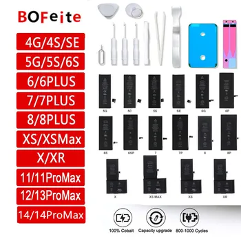 BoFeite Tālruņa Akumulatora iPhone 5S 6 6SP 6S 7 8PLUS Nomaiņa Batterie Sākotnējā X XS XR XSMAX 11 12MINI 13 14 Bateria