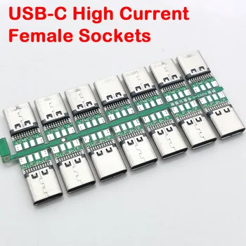 1-10pcs USB 3.1 C Tipa Savienotājs Augsts tekošā 24 Pin Female Ligzda traukā Ar Caurumiem PCB 180 Vertikālā USB-C