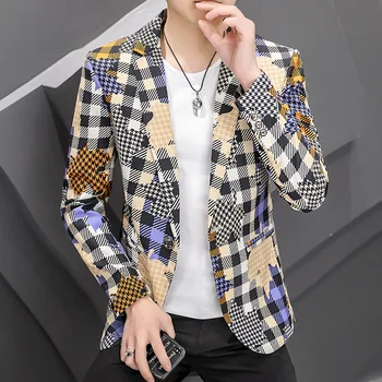 2023 Rudens Pleds Vīriešiem Bleizeri Korejas Modes Lim Ikdienas Biznesa Uzvalka Žaketes Augstas Kvalitātes Vīriešu Biroja Sociālo Streetwear Mētelis