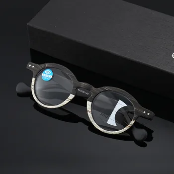 Koksnes Graudu Anti Zilā Gaisma Progresējoša Multifokāla Vecuma Tālredzība Brilles, Divējāda Lietojuma Tālummaiņas Lasīšanas Brilles