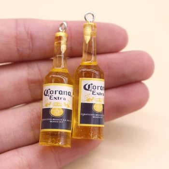 10pcs Mini 3D Dzeltens Pudeli Sveķu Piekariņi Smieklīgi Gudrs Vīna Dzērienu Pudeles Kulons Par Auskaru Pieņemšanas Diy Rotaslietas Piederumu