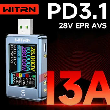 WITRN Baltvēderis U3 detektoru USB sprieguma un strāvas mērītāja testeri PD3.1 ātrās uzlādes protokola PPS ripple spektra