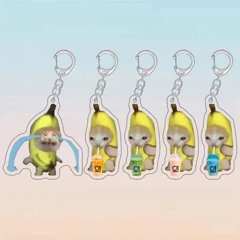 Pārtikas Netizen Kaķis Galvu Banānu Laimīgu Izteiksmi Keychain Fun Karikatūra Kulons Siksniņa Kaķis Populārs Modes Mobilā Tālruņa, Atslēgu Ķēdes
