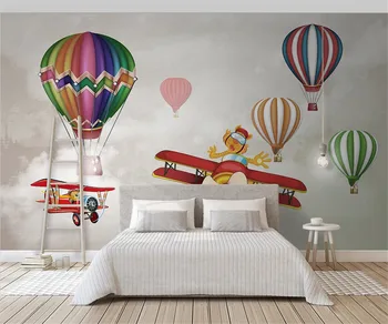 Custom tapetes mūsdienu multfilmu lidmašīnas personības karstā gaisa balonu bērnu istabas fona sienu apdare, 3d tapetes