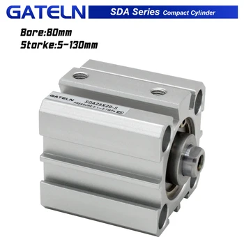 SDA80 pneimatiskā cilindra divvietīgā darbojas kompakts cilindru SDA80 insulta 5 - 100 mm SDA80X25S SDA80X50S SDA80X75 SDA80X100