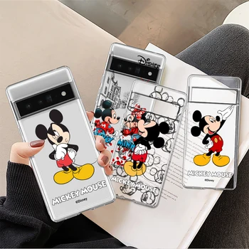 Karikatūra Mickey Disney Minnie Triecienizturīgs Gadījumā Google Pikseļu 8 7 6 Pro 6.a 5 5a 4 4.a XL 5G Pārredzamu Mīksto Vāciņu