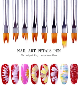 8Pcs Krāsu Krāsas Pildspalvu Komplekts Rozā Ziedlapiņu Pildspalva Nagu Suka Īso Nagu Suka