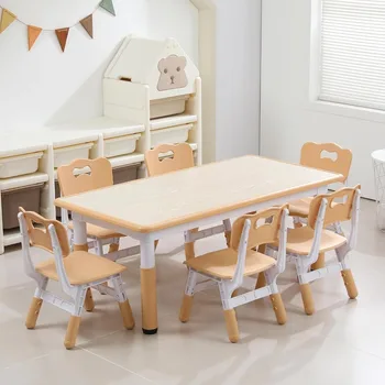 Bērnu Galds un 6 Krēsli noteikt Augstuma Regulēšana Toddler Galda un Krēslu Komplekts Bērnu Grafiti Tabula Vecuma 2-12