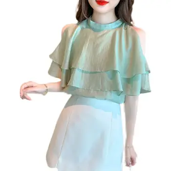 Sieviešu Apģērbu Plānas Vasaras Raibs korejas Modes vienkrāsainu Gadījuma Brīvs O-veida kakla Īsām Piedurknēm, Elegants Džemperi T-Krekli