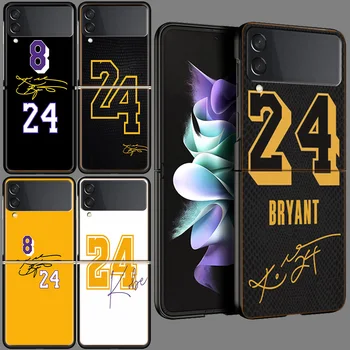 Kobe Paraksts Jersey 24&8 Būtiska Samsung Galaxy Z Flip 5 3 4 5G Gadījumā Flip4 Flip3 Flip5 Black Grūti DATORA Korpusa Zflip5 Aizsardzības