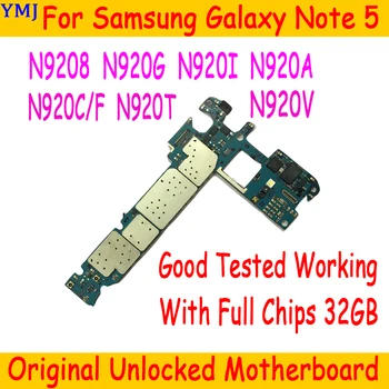 Samsung Galaxy Note 5 Mātesplati N9208 N920I N920V Ar Android OS Loģika valdes Oriģināls Atbloķēt Mainboard ID Konta Nr.