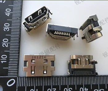 Bezmaksas piegāde oriģināls HDMI pieslēgvieta HDMI 19p šasijas 90 grādiem taisni ielikt zelta pārklājumu HD video interfeisu šasijas