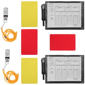 Inoomp Metāla Seifu Kartes Tiesnesis Komplekts Sarkanā Krāsā Dzeltenas Svilpes Rezultāts Kluči, Zīmuļi Futbols Futbola Sviedri Uzvalks