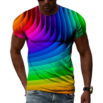 Krāsains Modelis Vīriešu Iespiesti Moderns T-krekls Hip-Hop Harajuku Apaļu Kakla Īss Ērti Lielgabarīta Ērti Augšu