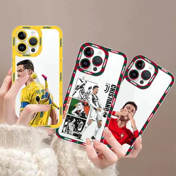 Futbola Superzvaigzne R-Ronaldo Sporta iPhone 11 Lietā Par iPhone 14 15-Pro Max Lietas 13 12 Mini Pro XS Max 8 7 Plus XR SE Vāciņu