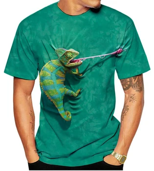 Jauno Modes Sieviešu/Vīriešu Funny Hameleons 3D Drukas Gadījuma Īsām Piedurknēm T-Krekls