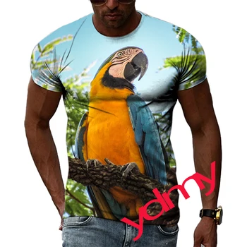 Vasaras Atpūtas Atdzist Papagailis Modelis Vīriešu T-krekls Hip Hop 3D Drukas Personības Stienis Apkakli, Īsām Piedurknēm Topi Modes Apģērbi