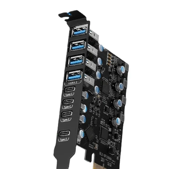 PCIE USB3.2 ātrgaitas Paplašināšanas Karti 4x TypeC +4xUSB3.2 Atbalsta PCI-E X16