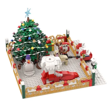 Ziemassvētku eglīte elk dāvanu bell Santa hat Draugiem Atrakciju parka Ziemas Ciems Vilcienu apdare, Celtniecības Bloki, Santa Rotaļlietas, Dāvanas