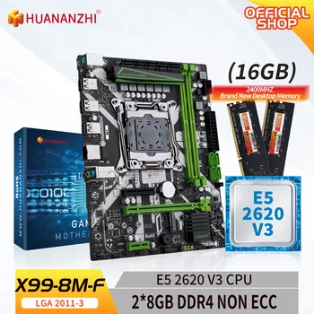 HUANANZHI 8M F LGA2011-3 Mātesplati ar Intel XEON E5 2620 V3 ar 2*8G DDR4 NON-ECC atmiņas combo kit komplekts