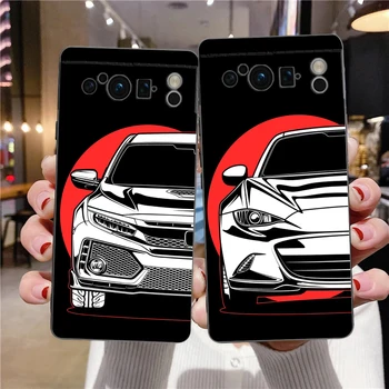 JDM Tokyo drift Sporta Auto Lampas Telefonu Gadījumā Google Pikseļu 8 7 6 Pro Soft Shell Pikseļu 6A Silikona Melns Triecienizturīgs Vāks