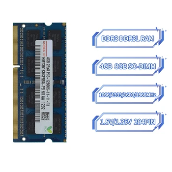 Klēpjdators RAM 8GB DDR3 4GB 1066MHz 1333MHz 1600 1866MHz 2R×8 Piezīmju grāmatiņas Atmiņa SODIMM PC3-8500 10600 12800 1.5 V 204-Pin