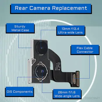 100% Oriģināls 1200MP Atpakaļskata Kamera iPhone 12 Atpakaļ Kamera Aizmugurē Galvenie Objektīva Flex Kabelis Kameras