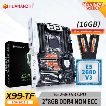 HUANANZHI X99 TF LGA 2011-3 XEON X99 Mātesplati ar Intel E5 2680 V3 ar 2*8G DDR4 NON-ECC atmiņas combo kit komplekts M. 2 NVME SATA