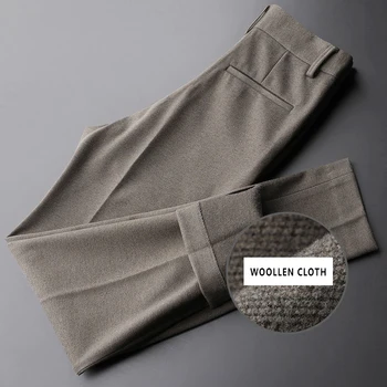 Rudenī un ziemā vilnas bikses vīriešu ikdienas taisni uzvalku bikses slim mazo kāju bikses vīriešu tendence korejiešu versija sabiezējumu tr