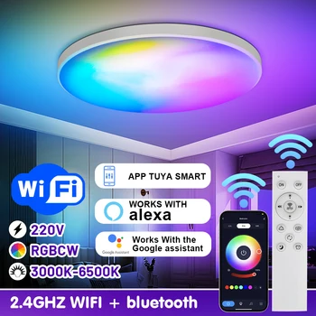 30W WIFI Smart LED Griestu Lampas RGB Tuya APP Tālvadības pults Aptumšojami Led Griestu lampas ar Alexa, Google Palīgs Guļamistaba