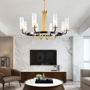 Postmodernisma luksusa LED Čuguna mākslas lustra Ziemeļvalstu stikla dzīvojamās istabas apgaismojums gulta armatūra ēdamistabas villa karājas gaismas