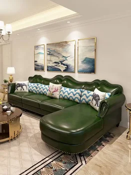 Amerikāņu stila ādas dīvāns, virsējo slāni, pātagot dzīvojamā istaba