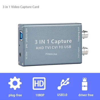 3-in-1 Video Karte TVI CVI Ieejas USB Izejas Datora 1080P HD Disku-bezmaksas Atbalsta Loop Out