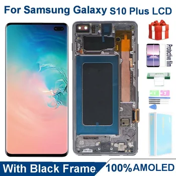 100% AMOLED S10+ LCD SAMSUNG Galaxy S10 Plus Displejs G975 G9750 SM-G975F/DS G975FN G975U Touch Screen Digitizer Montāža