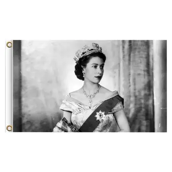 Karaliene Elizabete Piemiņlietas, Dārza Karoga 5X3Ft 1926-2022 Viņas Majestātes Karoga Piemiņas Pagalmā Karogi Party Piederumi