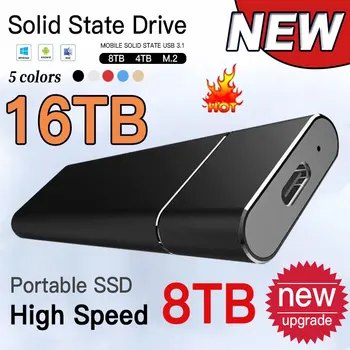 Ārējo SSD Cietais Disks 16TB lielas jaudas Portatīvo SSD disks 1 TB 2 TB 4TB Mini Ārējais Cietais Disks 8TB For PC/MAC/Viedtālrunis/Portatīvo datoru