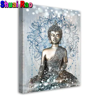 Dimanta Krāsošana Mandala Vintage Budas Mozaīkas Dimanta Izšuvumi 5D Rhinestones Meditācija Portrets Cross Stitch Mājas Dekoru